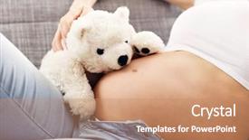  Presentation with baby bear - PPT layouts consisting of pregnant woman with teddy bear background and a coral colored foreground