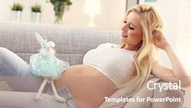  Presentation with teddy bear - Beautiful slides featuring pregnant woman with teddy bear backdrop and a  colored foreground