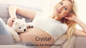  Presentation with baby bear - Audience pleasing theme consisting of pregnant woman with teddy bear backdrop and a coral colored foreground