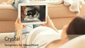  Presentation with ultra - Colorful presentation theme enhanced with pregnant woman with ultra sound backdrop and a lemonade colored foreground