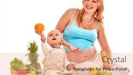  Presentation with woman child - Cool new PPT theme with pregnant woman woman and child preparing food isolated backdrop and a lemonade colored foreground