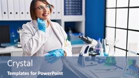  Presentation with pregnant woman - Slide set featuring pregnant-woman-working-at-scientist background and a ocean colored foreground