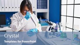  Presentation with pregnant woman - Theme with pregnant-woman-working-at-scientist background and a teal colored foreground