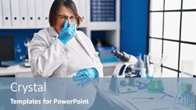  Presentation with bad breath - Presentation consisting of pregnant-woman-working-at-scientist background and a teal colored foreground