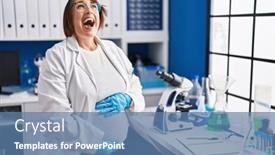  Presentation with mad scientist - Slide set enhanced with pregnant-woman-working-at-scientist background and a teal colored foreground