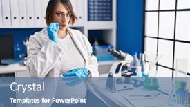  Presentation with lips mouth - Presentation theme with pregnant-woman-working-at-scientist background and a ocean colored foreground