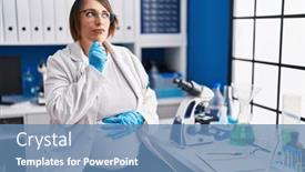  Presentation with pregnant woman - Presentation theme having pregnant-woman-working-at-scientist background and a teal colored foreground