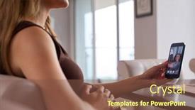  Presentation with pregnant woman - Presentation theme consisting of pregnant-woman-working-from-home background and a tawny brown colored foreground