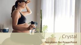  Presentation with mental health - PPT theme featuring pregnant-woman-working-out-doing background and a soft green colored foreground