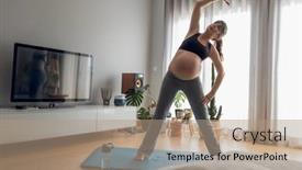  Presentation with pregnant woman - Slide set featuring pregnant-woman-working-out background and a coral colored foreground