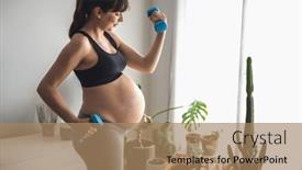  Presentation with pregnant woman - PPT layouts consisting of pregnant-woman-working-out background and a coral colored foreground
