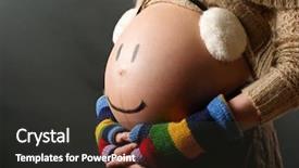  Presentation with pregnant - PPT theme with pregnant woman background and a dark gray colored foreground