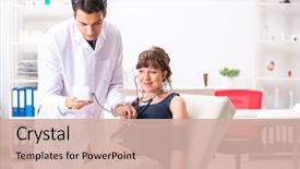  Presentation with pregnant woman doctor - Audience pleasing presentation theme consisting of pregnant woman's blood pressure backdrop and a soft green colored foreground