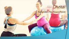  Presentation with group fitness - Slide set consisting of pregnant women during fitness background and a cream colored foreground