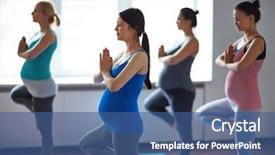 Presentation with yoga - Audience pleasing PPT theme consisting of pregnant women exercising in yoga backdrop and a ocean colored foreground