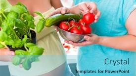  Presentation with pregnant - PPT theme enhanced with pregnant women with healthy vegetables cucumber tomatoes and basil background and a light blue colored foreground