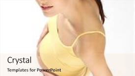  Presentation with weighing scale - Slide deck with pregnant young woman standing on a weighing scale high angle view background and a lemonade colored foreground