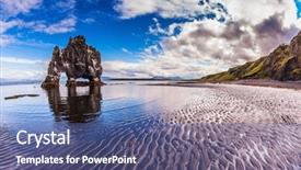  Presentation with cliff - Presentation design featuring prehistoric - stone mammoth iceland the picturesque background and a ocean colored foreground