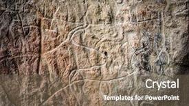  Presentation with stone - Slide deck having prehistorical petroglyphs of cows carved background and a violet colored foreground