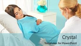  Presentation with pregnant - Presentation design featuring premature - examination of pregnant woman background and a light blue colored foreground