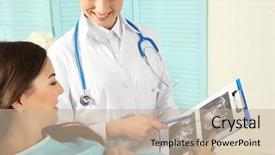  Presentation with baby ultrasound - PPT layouts having premature birth - doctor showing baby ultrasound image background and a soft green colored foreground