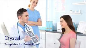  Presentation with baby ultrasound - Amazing PPT theme having premature birth - doctor showing baby ultrasound image backdrop and a sky blue colored foreground