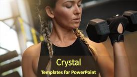  Presentation with gym out and back - PPT theme consisting of premier - woman in a gym working background and a tawny brown colored foreground
