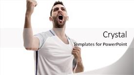  Presentation with premier league - Slide set featuring premier league - english fan celebrating on white background and a white colored foreground
