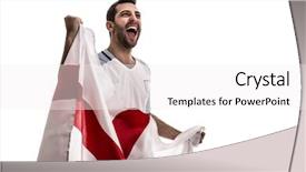  Presentation with english - Theme enhanced with premier league - english fan celebrating on white background and a white colored foreground