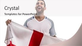  Presentation with english poet - PPT theme having premier league - english fan celebrating on white background and a  colored foreground