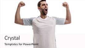 Presentation with english - Cool new PPT theme with premier league - english fan celebrating on white backdrop and a white colored foreground