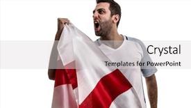  Presentation with english poet - Presentation design with premier league - english fan celebrating on white background and a  colored foreground