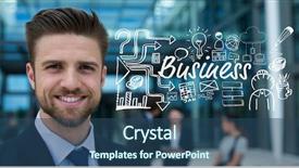  Presentation with composite - Colorful presentation theme enhanced with premises - digital composite of confident businessman backdrop and a  colored foreground