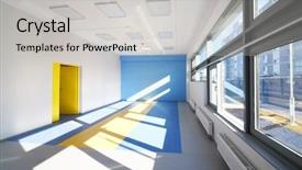  Presentation with room - Cool new theme with premises - group room with blue backdrop and a light gray colored foreground