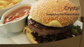  Presentation with fancy - Colorful presentation theme enhanced with premium burguers - fancy cheeseburger with french fries backdrop and a yellow colored foreground