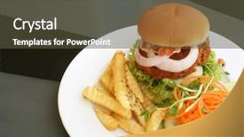  Presentation with burger fries - Cool new presentation design with premium burguers - tofu vegetarian burger with french backdrop and a  colored foreground