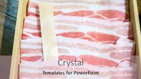  Presentation with raw meat - Presentation theme having premium-japanese-raw-pork-meat background and a lemonade colored foreground