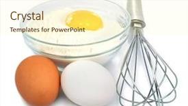  Presentation with eggs egg carton egg box - Presentation design consisting of premix - eggs and flour ingredients background and a  colored foreground
