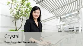  Presentation with cyber stalking computer laptop suffering - Audience pleasing PPT layouts consisting of prenant - businesswoman using the laptop computer backdrop and a light gray colored foreground