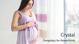  Presentation with prenatal - Amazing presentation design having prenatal - beautiful pregnant woman standing near backdrop and a white colored foreground