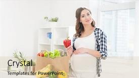  Presentation with pregnant woman in hospital - Colorful presentation theme enhanced with prenatal - beautiful pregnant woman backdrop and a lemonade colored foreground