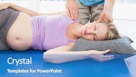  Presentation with prenatal - Presentation design featuring prenatal - blonde pregnant woman having background and a teal colored foreground