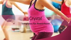  Presentation with group fitness - Audience pleasing PPT theme consisting of prenatal - group of pregnant women backdrop and a coral colored foreground