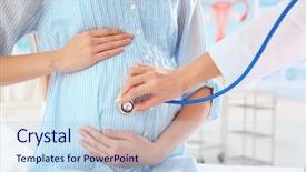  Presentation with prenatal - Colorful theme enhanced with prenatal - gynecology consultation pregnant woman backdrop and a sky blue colored foreground
