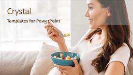  Presentation with pregnant woman in hospital - Amazing PPT theme having prenatal - happy pregnant young woman having backdrop and a sky blue colored foreground