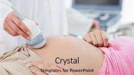  Presentation with pregnant woman doctor - Amazing presentation theme having prenatal - midsection of doctor performing ultrasound backdrop and a soft green colored foreground