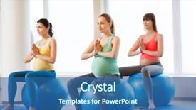 Presentation with group fitness - Audience pleasing theme consisting of prenatal - pregnancy sport fitness people backdrop and a ocean colored foreground