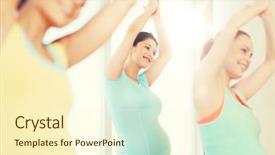  Presentation with prenatal - PPT theme with prenatal - pregnancy sport fitness people background and a cream colored foreground