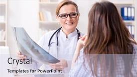  Presentation with doctor visiting family - Presentation design having prenatal - pregnant woman visiting doctor background and a sky blue colored foreground