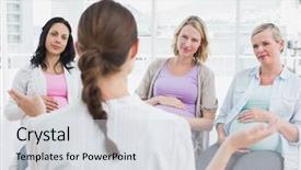  Presentation with prenatal - Slides consisting of prenatal - pregnant women listening to gesturing background and a light gray colored foreground